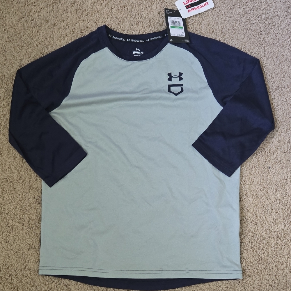 Under Armour Boyss Two-Tone Performance Shirt - Blue and Gray